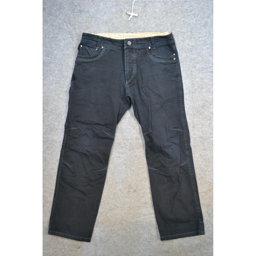 Kuhl Easy Rydr Pants Mens 36x30 Black Canvas 5 Pocket Outdoor Hiking Casual